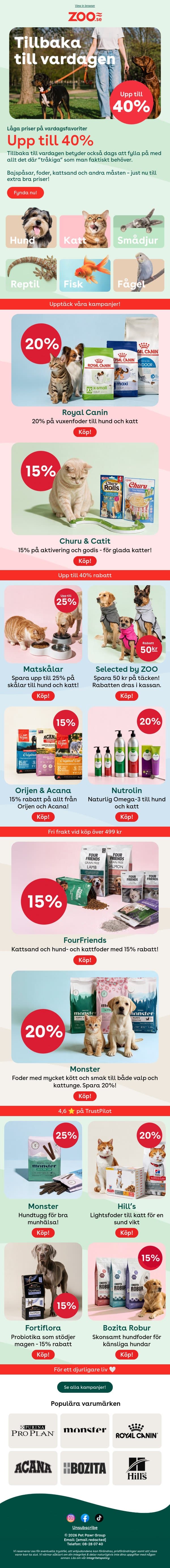 Sakerna du ändå måste köpa - nu upp till 40% billigare! email from Zoo.se screenshot