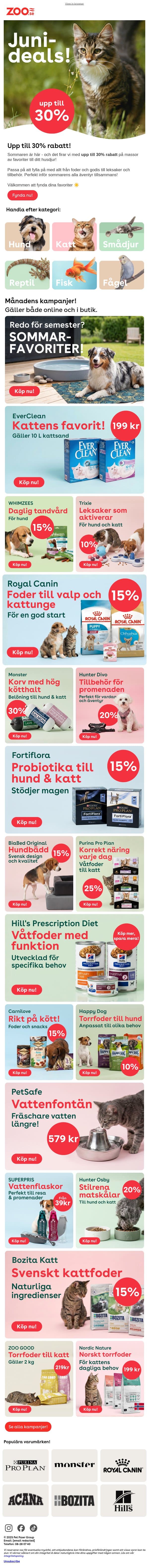 ☀️ Favoriter på kampanj - upp till 30% rabatt! email from Zoo.se screenshot