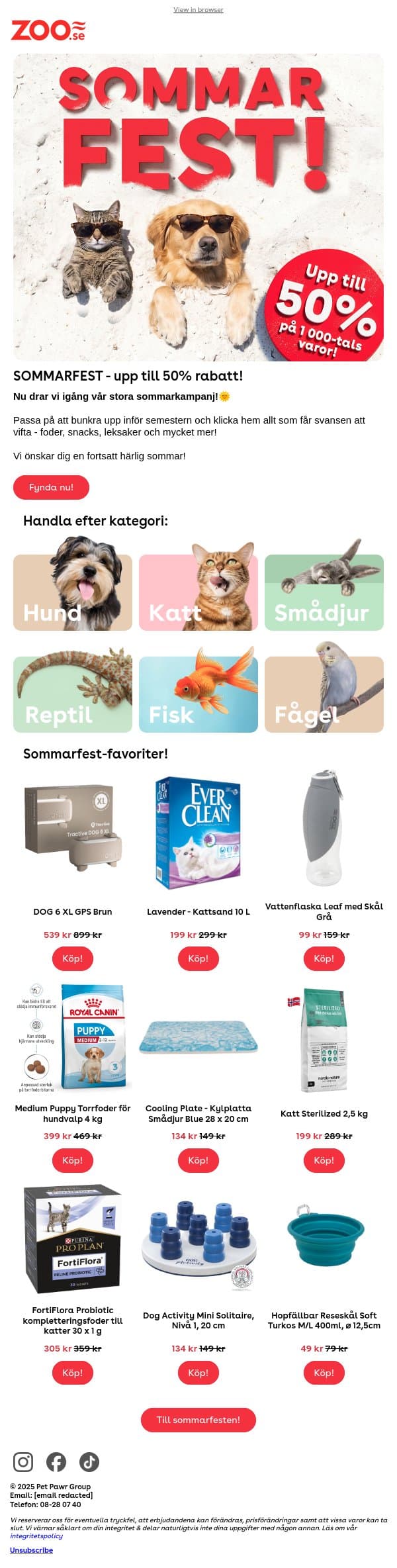 SOMMARKAMPANJEN startar... NU!🌞 email from Zoo.se screenshot