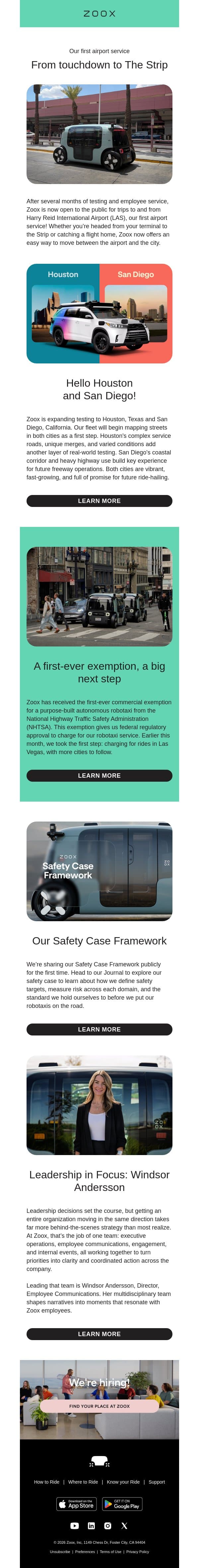 Zoox is arriving at LAS ✈️ email from Zoox screenshot