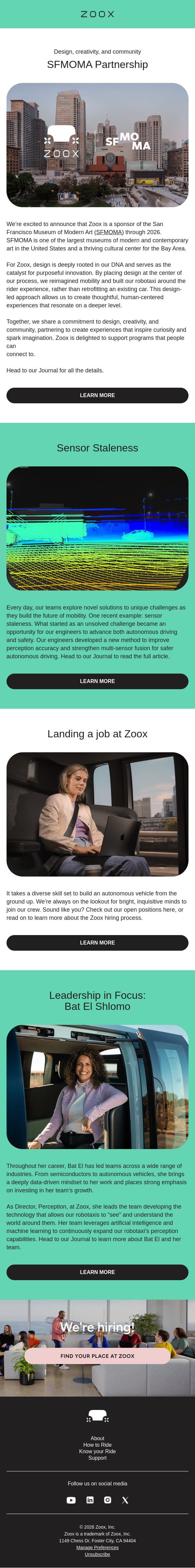 Where design meets community in San Francisco email from Zoox screenshot