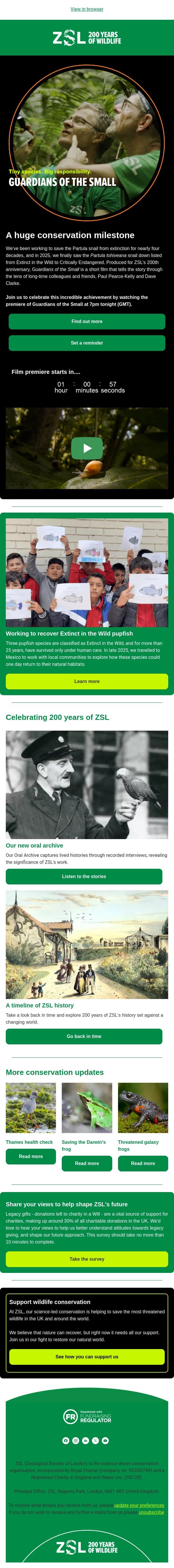 Watch our new short film: Guardians of the Small 🐌 email from ZSL screenshot