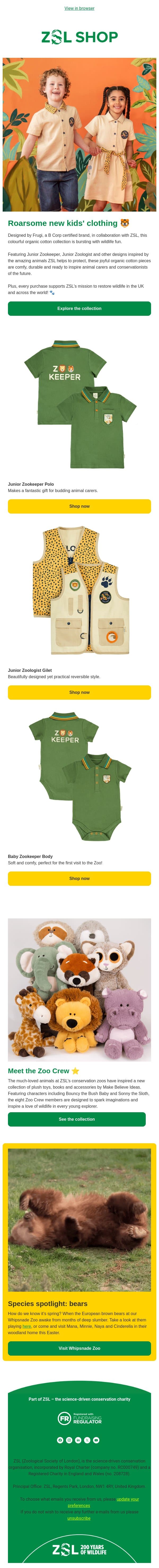 New Junior Zoologist & Zookeeper Collection email from ZSL screenshot