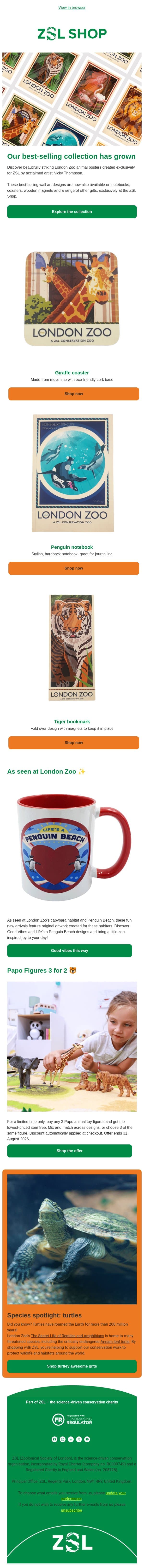 Just landed at the ZSL Shop 👀 email from ZSL screenshot