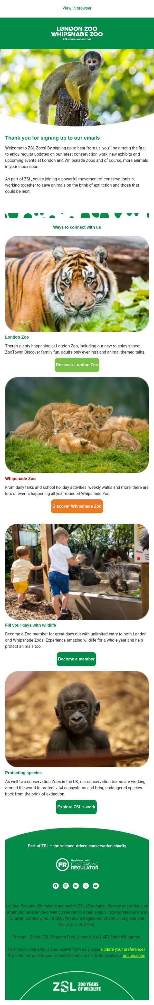Welcome to our herd email from ZSL screenshot