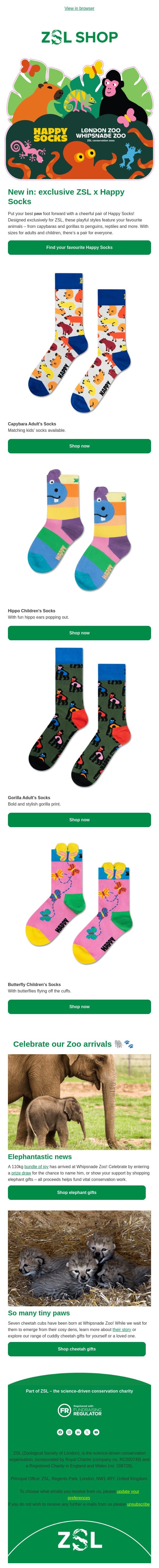 Exclusive new Happy Socks 🧦 email from ZSL screenshot