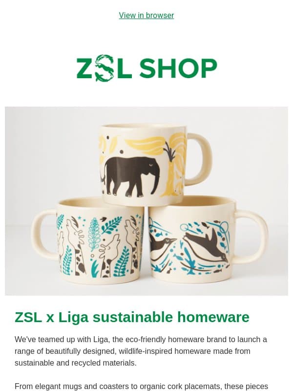 New eco-friendly homeware 🐘 email from ZSL