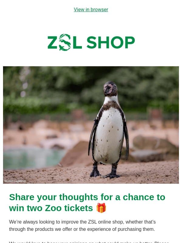 Your chance to win a pair of Zoo tickets 🐧🐧 email from ZSL