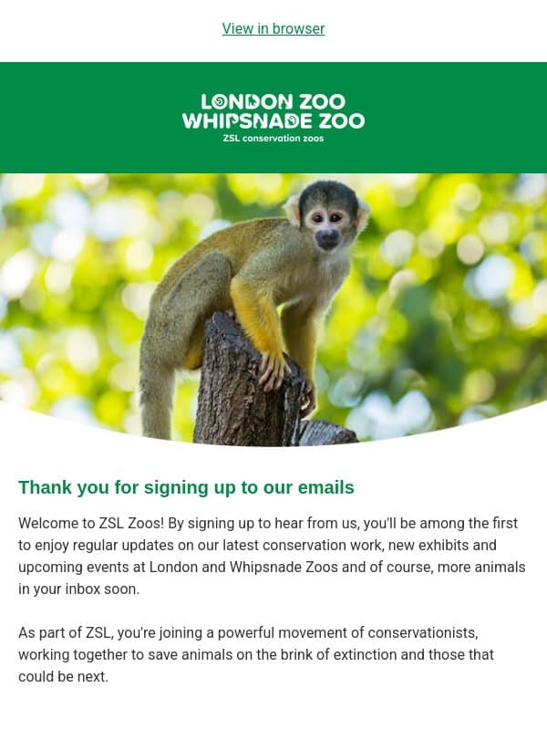 Welcome to our herd email from ZSL