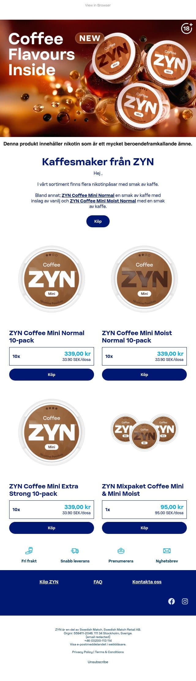 Kaffesmaker från ZYN email from ZYN screenshot
