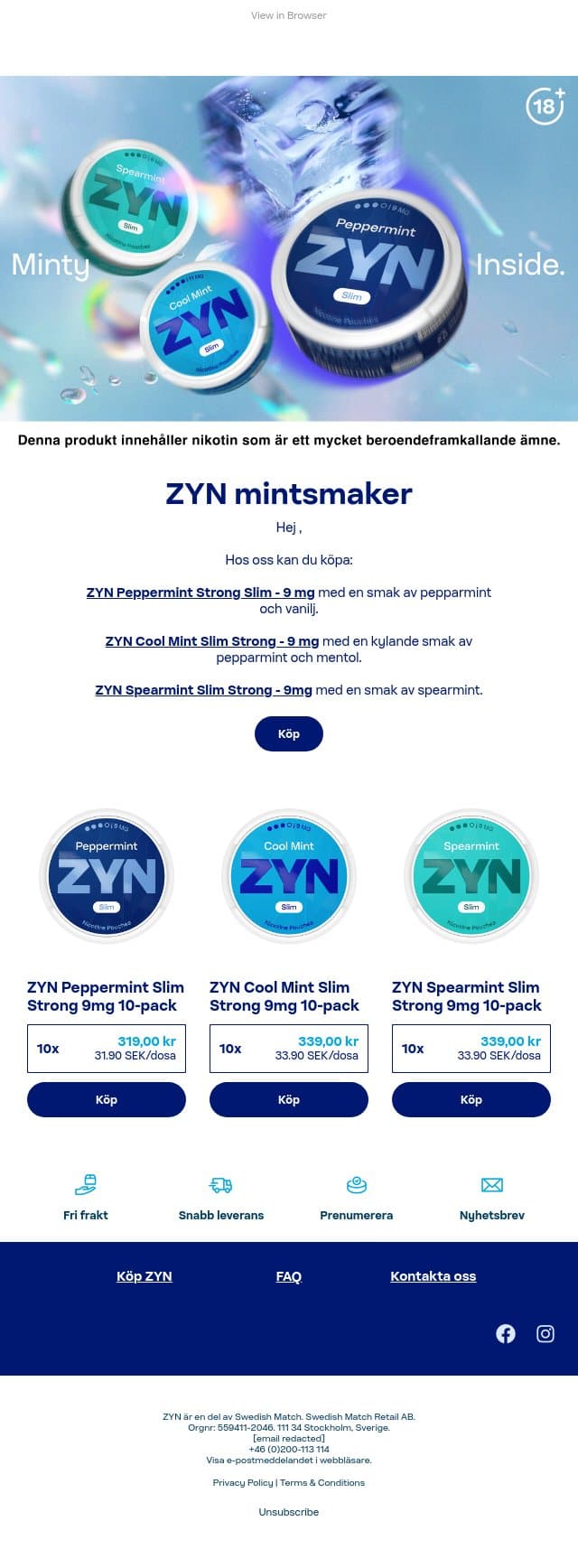 Mint smaker email from ZYN screenshot