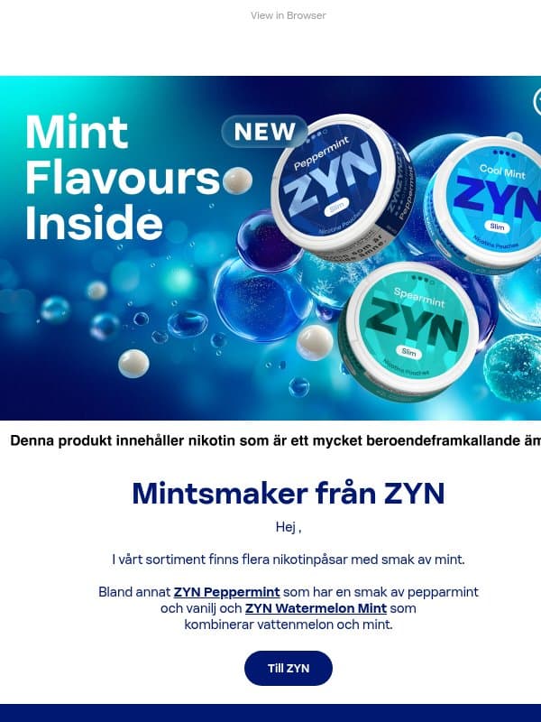 Mintsmaker från ZYN email from ZYN