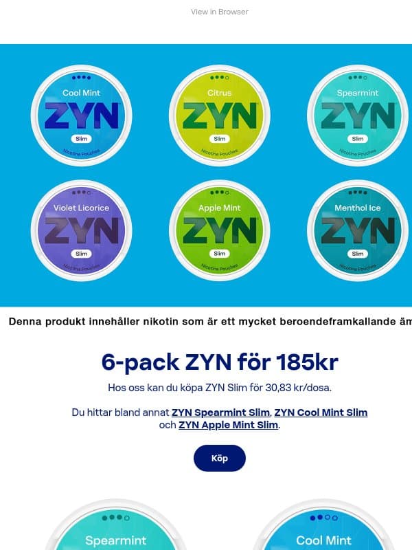 ZYN 6-pack för 185kr email from ZYN