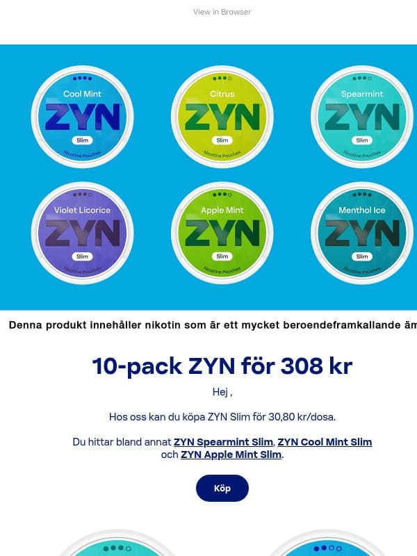 10-pack ZYN för 308 kr email from ZYN
