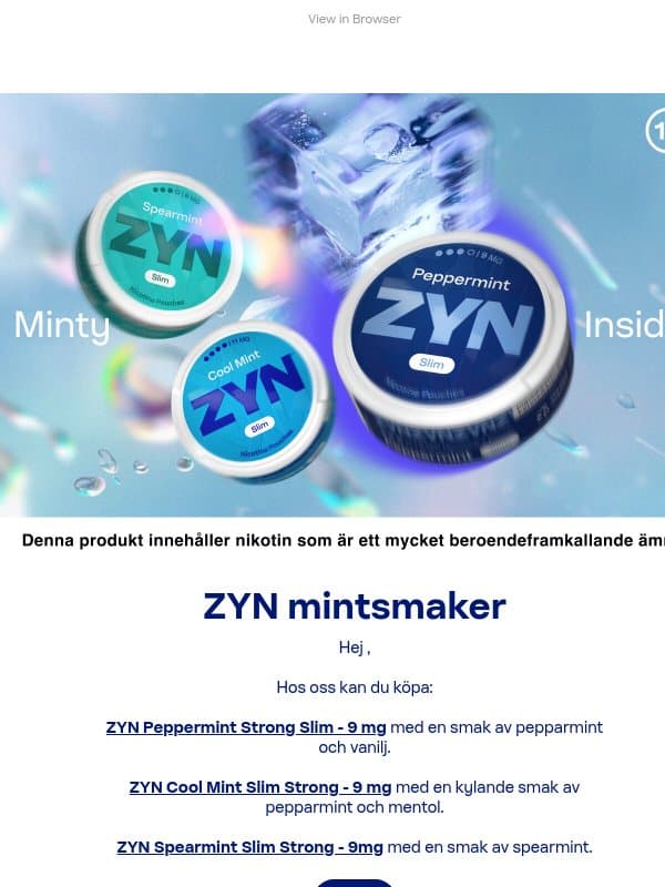 Mint smaker email from ZYN