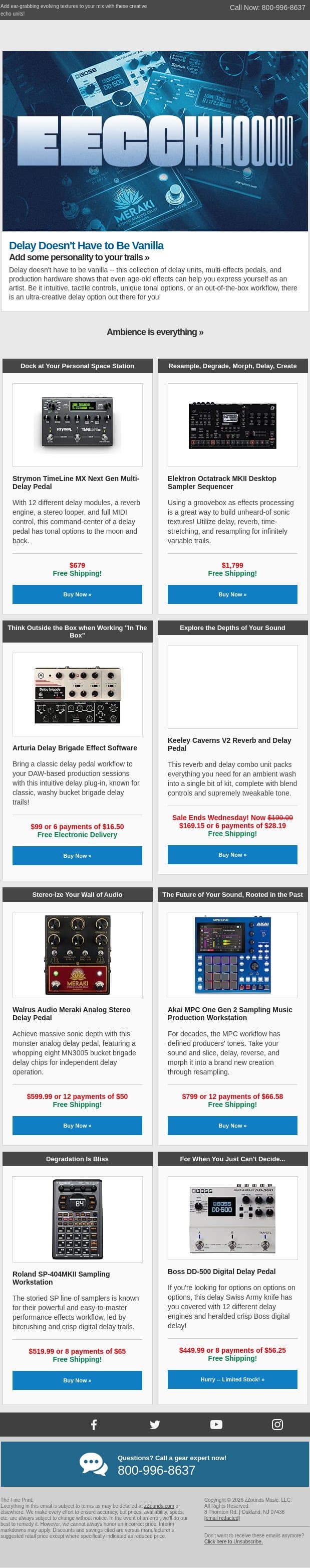 ECHO ECHo ECho Echo echo! email from zzounds screenshot