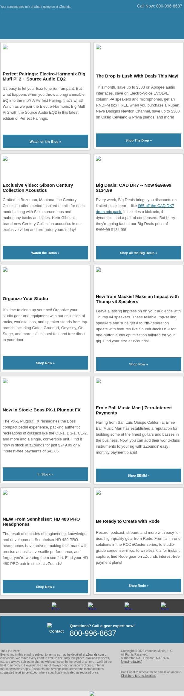 zZounds Best of the Week email from zzounds screenshot
