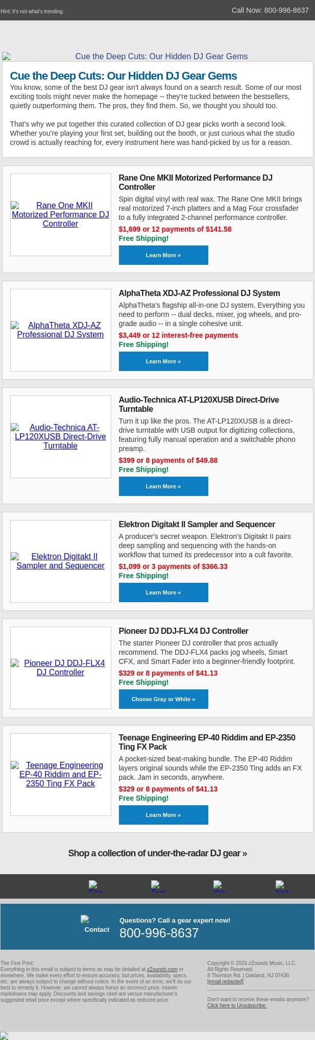 Hey, DJ! Take a Second Look 🎧 email from zzounds screenshot