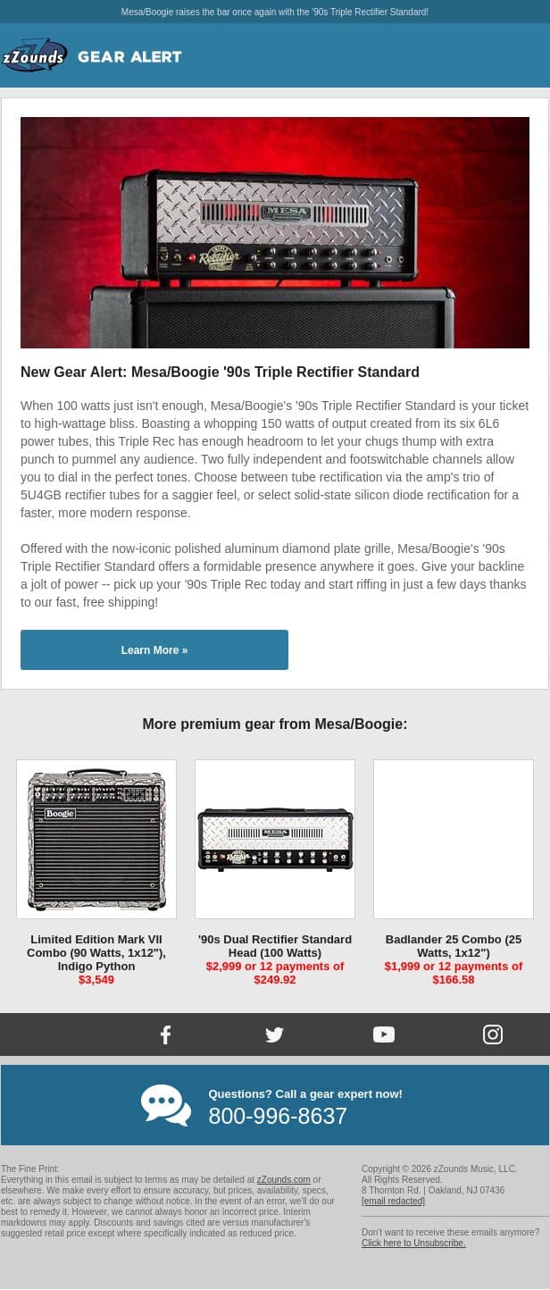 Rectify This! email from zzounds screenshot