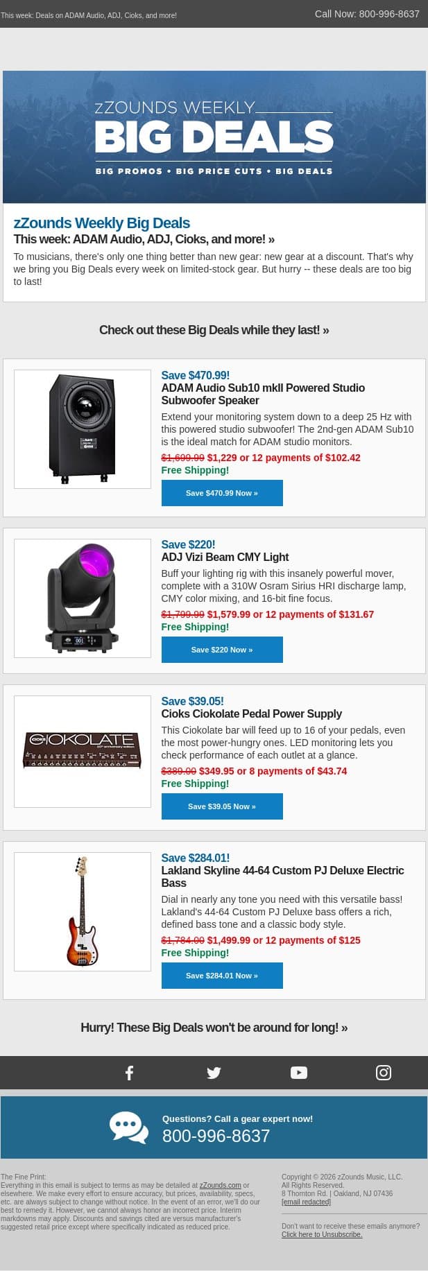 Pumpkin Spice Up Your Life With BIG DEALS! email from zzounds screenshot