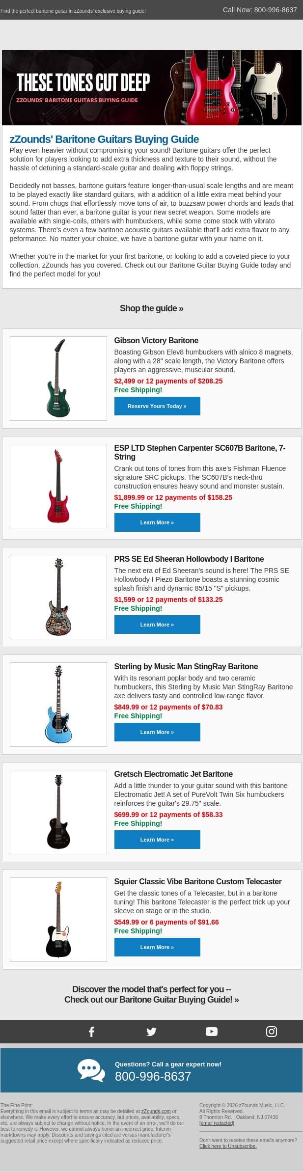 It's Getting Heavy In Here... email from zzounds screenshot