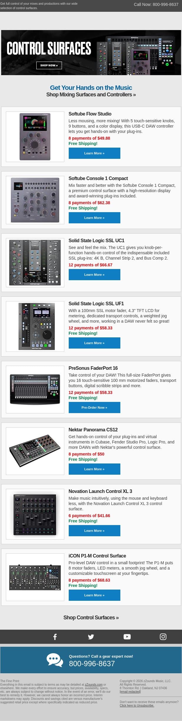 Get Your Hands on Your Mixes email from zzounds screenshot