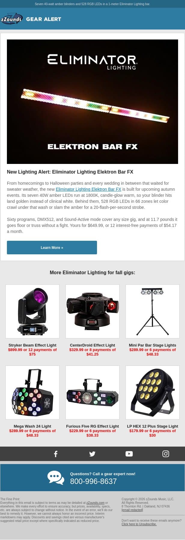Add Autumn Color With Eliminator Lighting email from zzounds screenshot