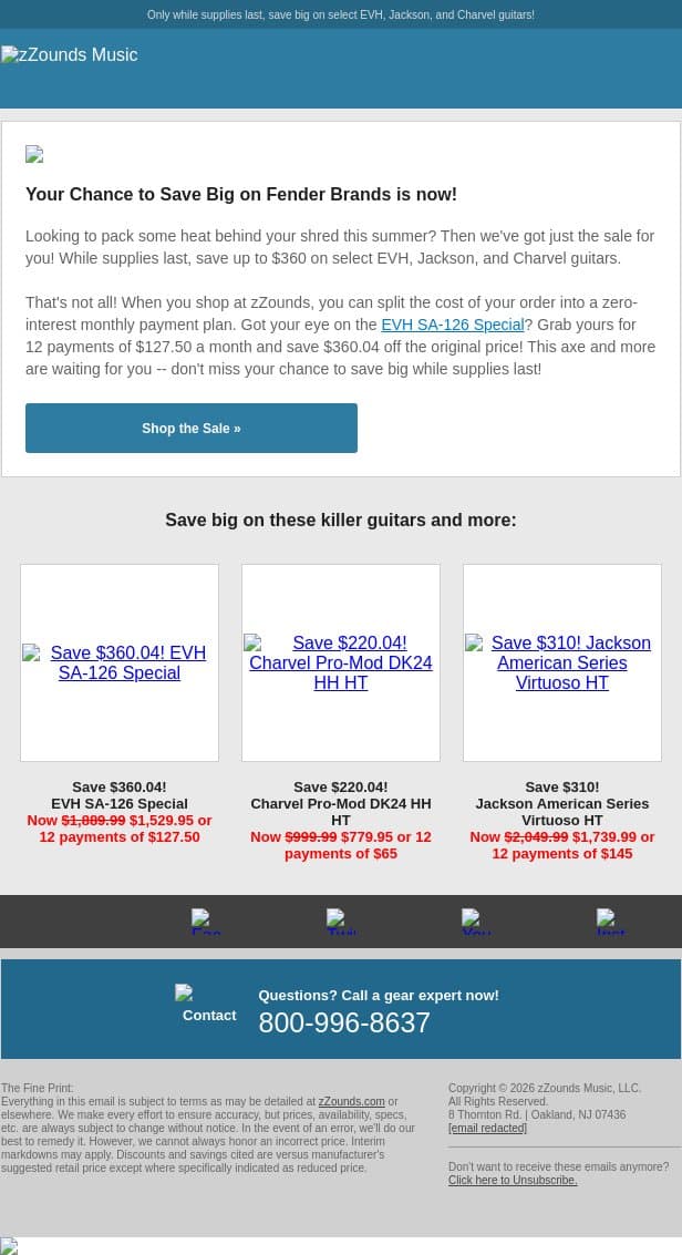 Do You Shred? Save up to $360! email from zzounds screenshot