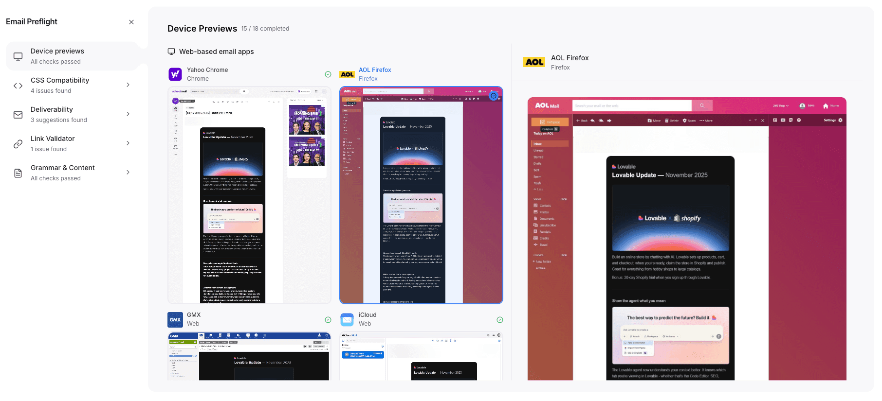 Email Preflight - preview emails across 22+ real devices