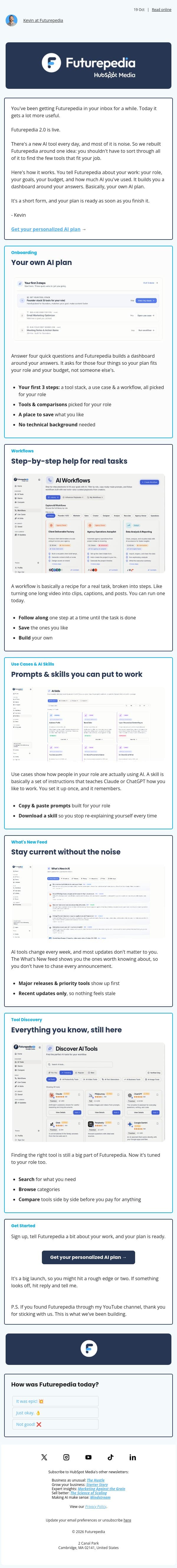 We Rebuilt Futurepedia Around Your Job email from 未来百科 screenshot