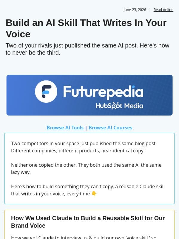 Build an AI Skill That Writes In Your Voice email from 未来百科