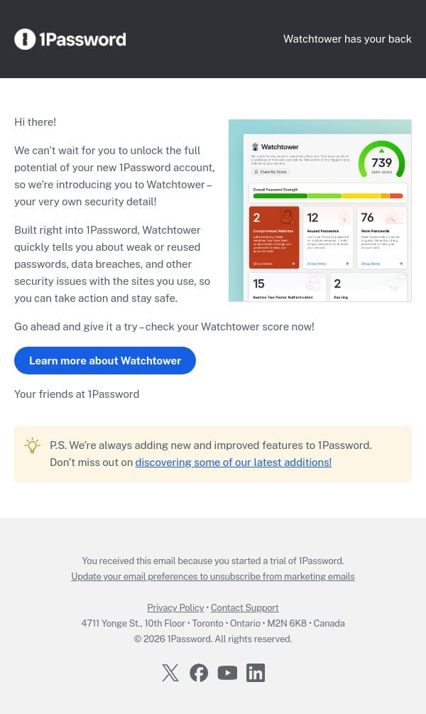 Your very own security detail email from 1Password screenshot