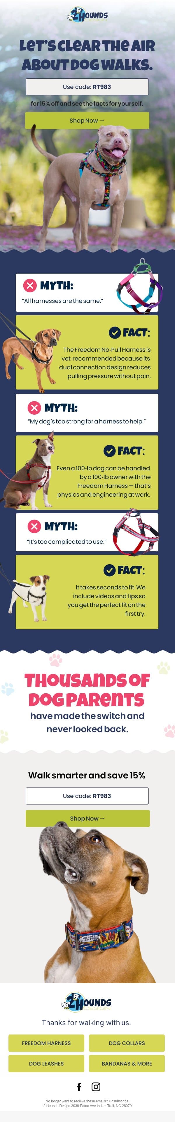 Let’s Clear The Air About Dog Walks. email from 2 Hounds Design screenshot