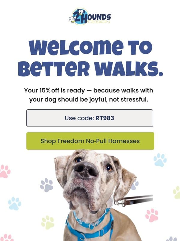 Welcome to Better Walks email from 2 Hounds Design