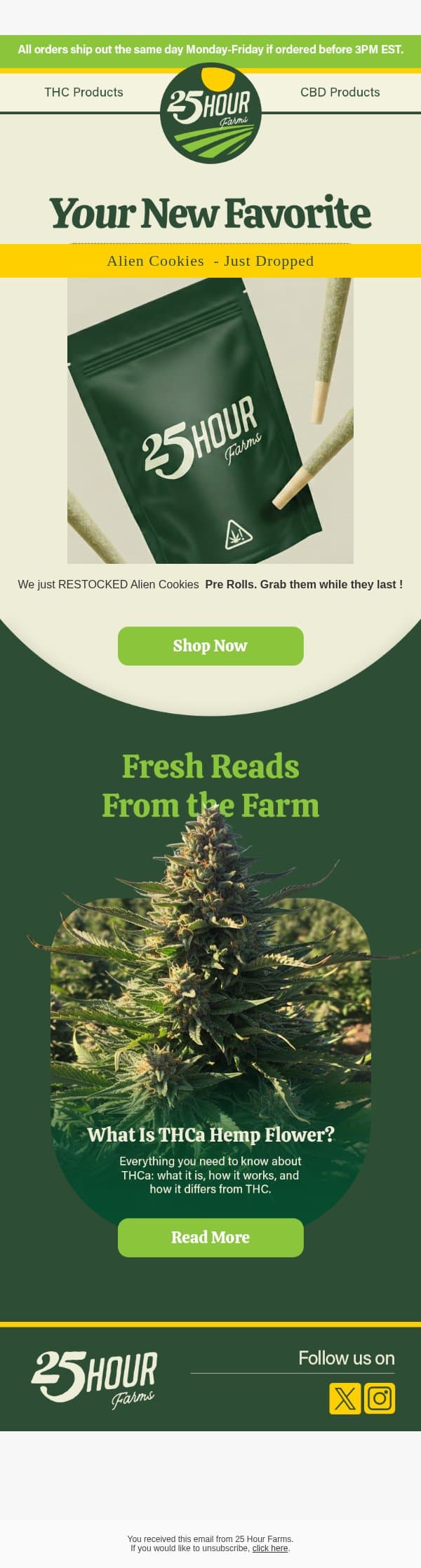👽 Alien Cookies 🍪 - Just Landed ! email from 25 Hour Farms screenshot
