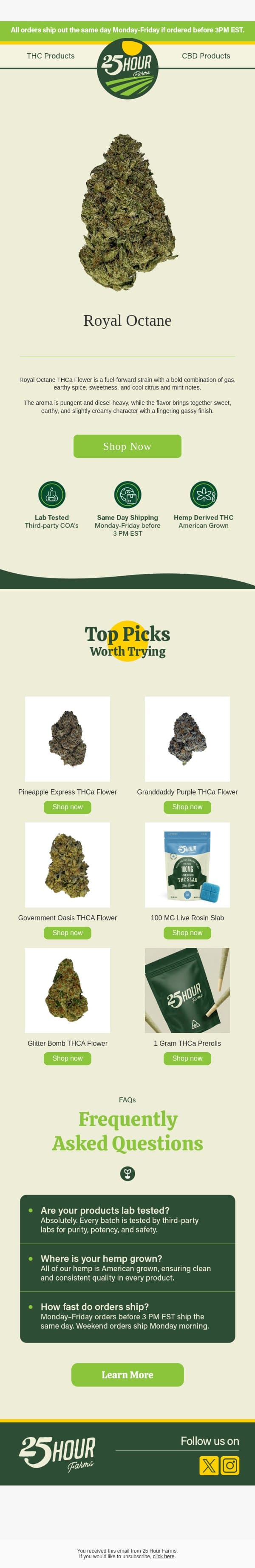 🤴 Royal Octane ⛽ - New Drop email from 25 Hour Farms screenshot