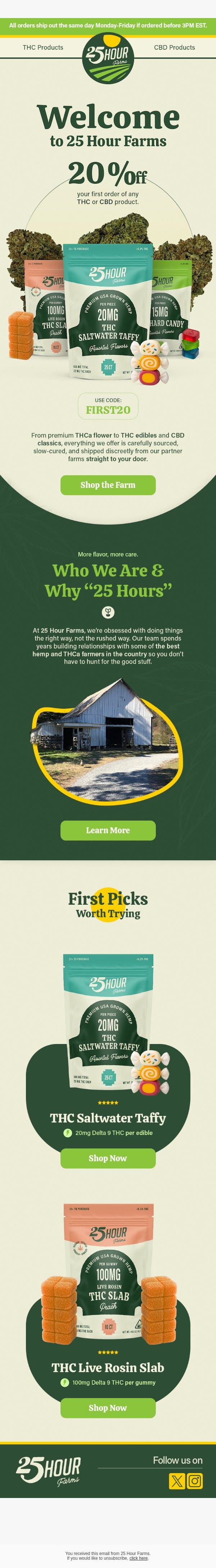 π Enjoy 20% Off - Your Welcome Gift! π email from 25 Hour Farms screenshot