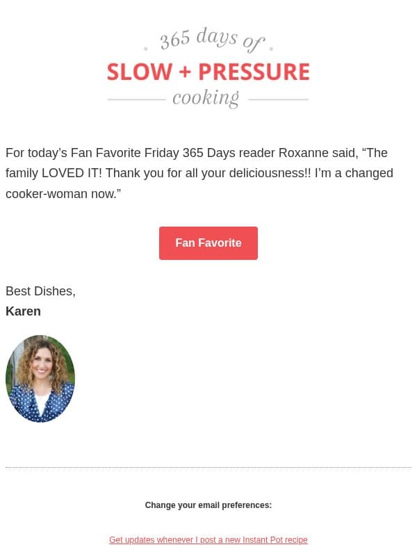 I'm a changed woman now?! email from 365 Days of Slow Cooking
