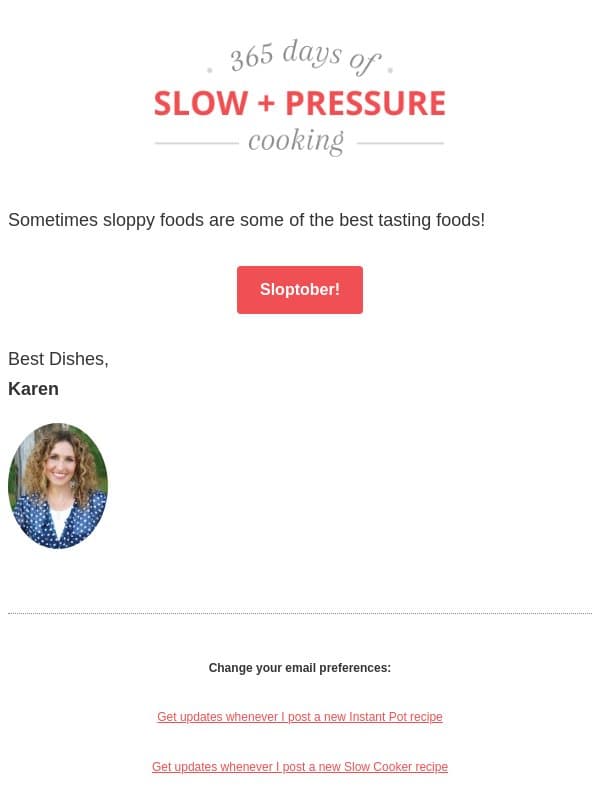 Sloptober?! email from 365 Days of Slow Cooking