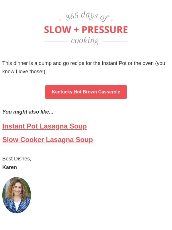 Dump and Bake Kentucky Hot Brown Casserole email from 365 Days of Slow Cooking