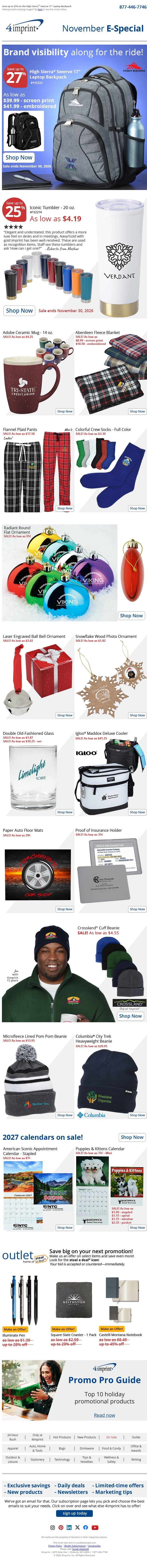 E-Special: Give the gift that's in for the long haul! email from 4imprint screenshot