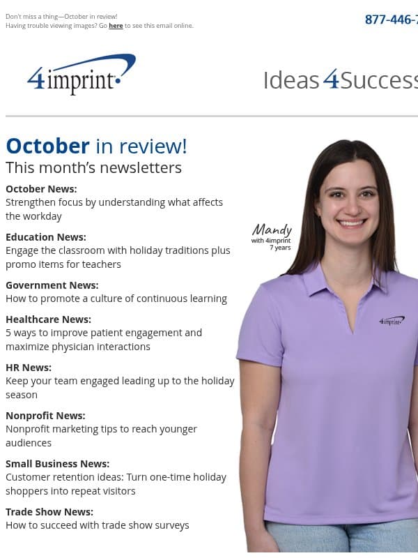 Here's what happened in October... email from 4imprint
