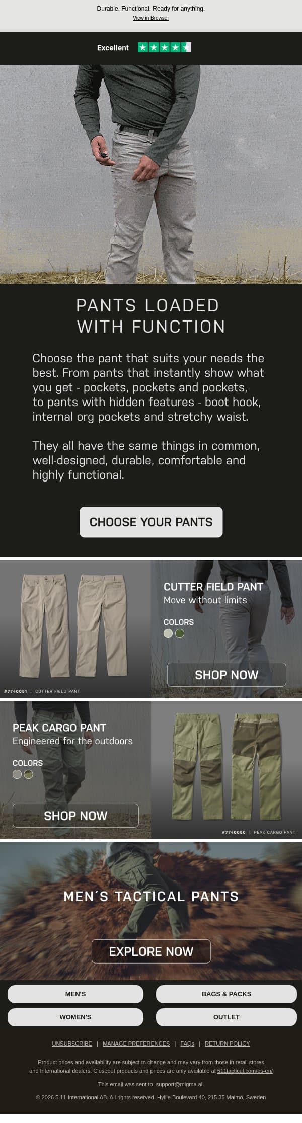 Pants Built for Performance—Find Your Perfect Pair email from 5.11 Tactical screenshot