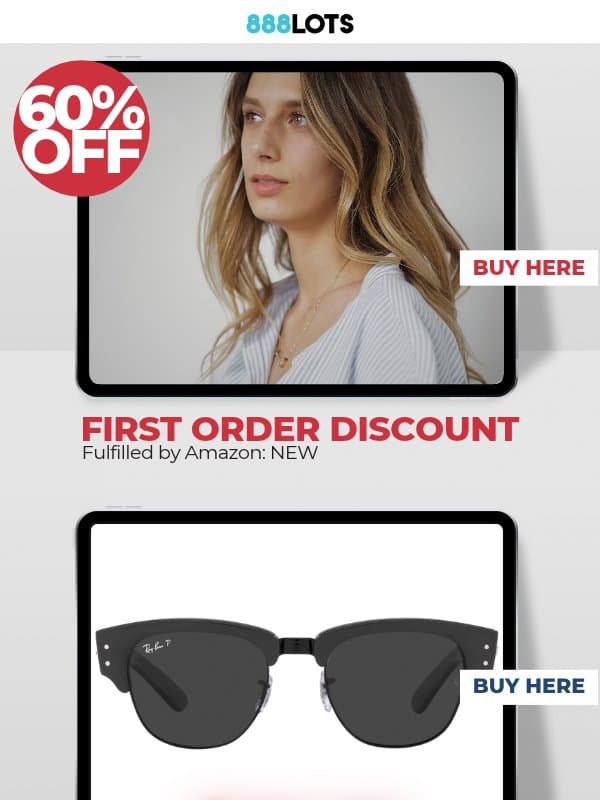 60% OFF FIRST ORDER DISCOUNT. Fulfilled by Amazon: NEW. High Quality Brands & Always Best Wholesale Prices. email from 888 Lots