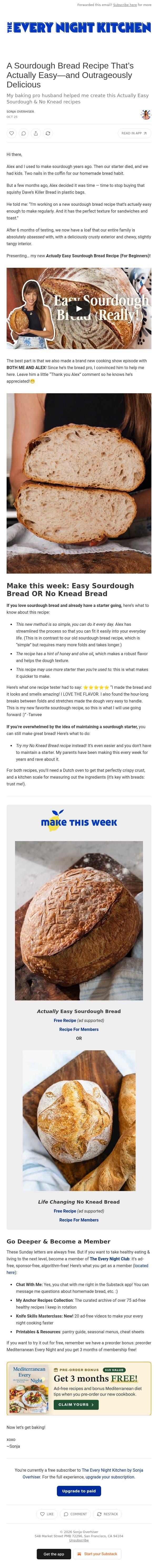 A Sourdough Bread Recipe That’s Actually Easy—and Outrageously Delicious email from A Couple Cooks screenshot