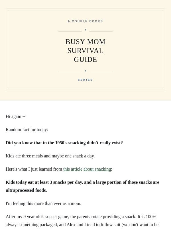 Ultra Processed Snacks...What's The Big Deal? (Day 3) email from A Couple Cooks