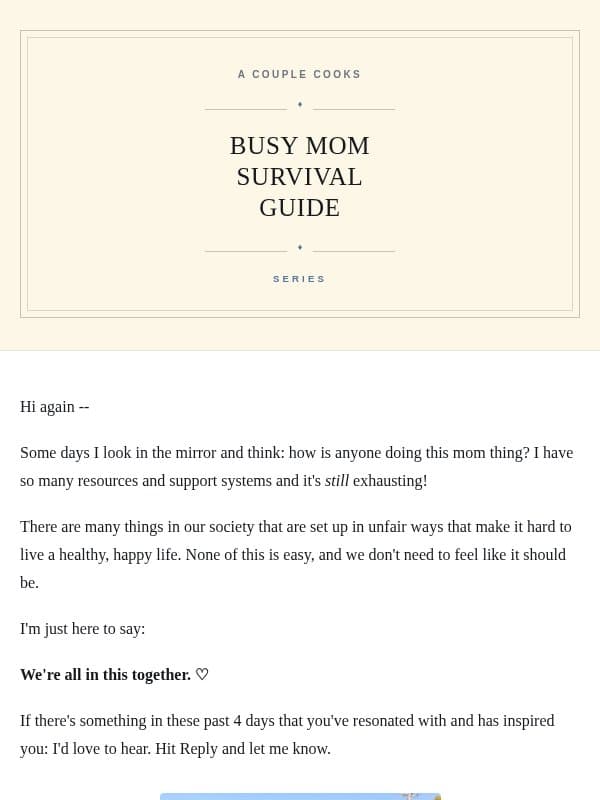 Where We Go From Here (Day 5) email from A Couple Cooks