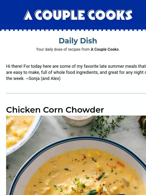 π½ Easy meal ideas for this week (I love the first one) email from A Couple Cooks