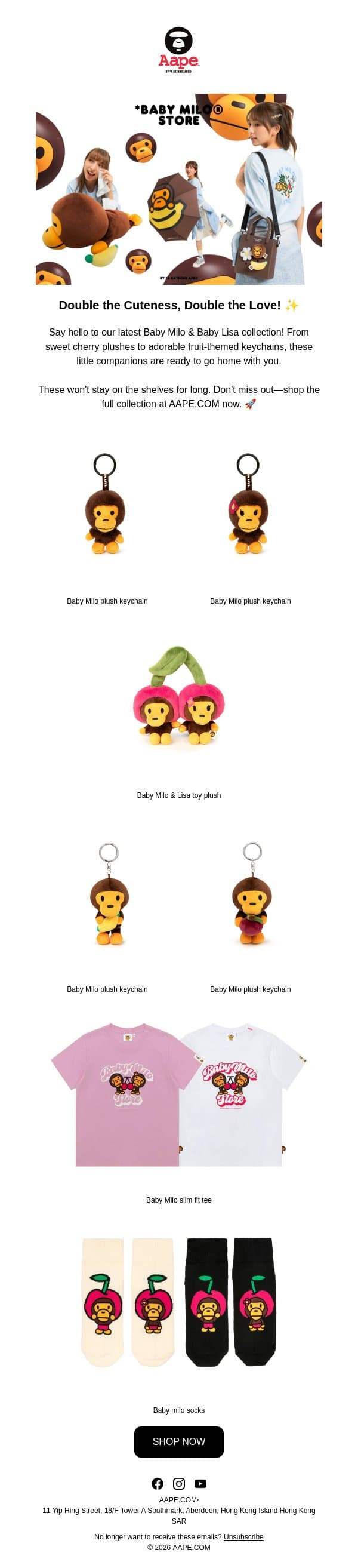 💖 Meet the Cutest BABY MILO® & BABY LISA! email from Aape screenshot