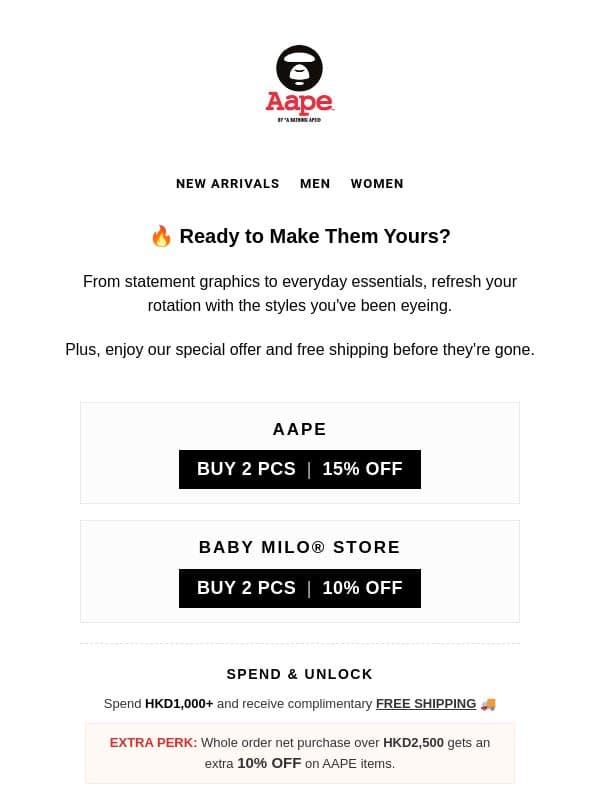 ⏰ Don't Miss Out — Popular Styles Are Going Fast email from Aape